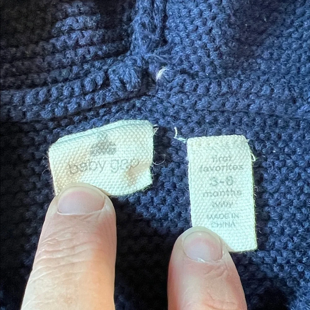 Baby Gap Dark Blue Cable Knit  Button Up Baby Sweater Sz 3-6M